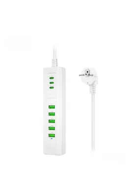Protonust Priz Başlıklı 5 Port Usb Şarj Aleti Hub Şarj 3 Type-c Girişli Çoklu Usb Şarj İstasyonu
