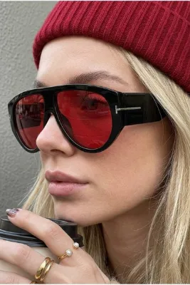 Eyesofia Baptın Ford Vintage Siyah Kırmızı Unisex Ultra Hafif Uv400 Filtreli Güneş Gözlüğü