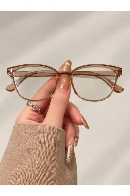 LOOKUP NEW Nila 51 Ekartman Bej Cat Eye Kemik Şeffaf Kadın Erkek Unisex Mavi Işık Korumalı Ekran Gözlüğü Gözlük