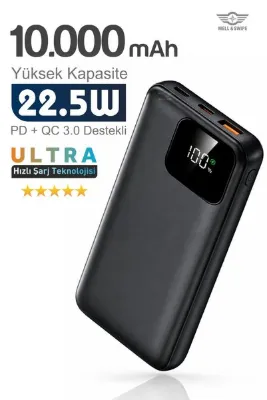 MELL & SWIPE Premium Orjinal 10.000 mAh Kendinden Kablolu 22.5 W Hızlı Şarj Led Göstergeli Taşınabilir Powerbank Öğretmenler Günü Hediyesi