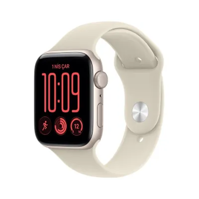 Apple Watch SE 3 GPS 44mm Yıldız Işığı Alüminyum Kasa ve Kum Beji Spor Kordon - S/M