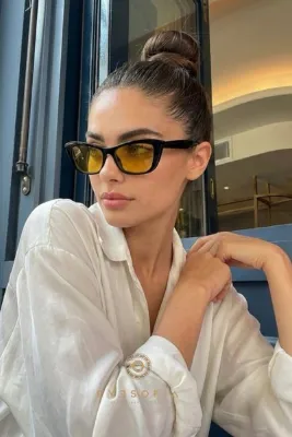 Eyesofia Occhiali Unisex Vintage Sarı Cam Güneş Gözlüğü