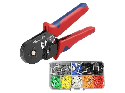 ELECTROON HSC8 6-6A Terminal Sıkma Pensesi 0.25-6 mm2 AWG23-10 +300 Parça Kablo Pabucu Seti