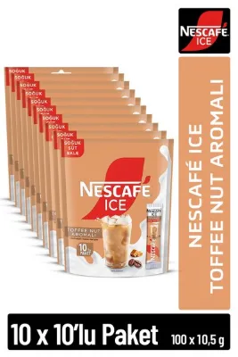Nescafe ICE Toffee Nut Aromalı Çözünebilir Kahve 10,5g 10'lu Paket 10X10
