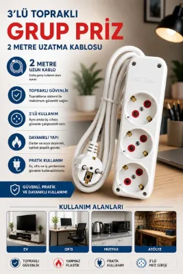 modalonga size ne lazım? 3lü Topraklı Grup Priz - 2 Metre - AMİRAL