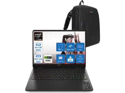 HP Omen 16-AP0020NT AI DDR5 RTX5060 8GB 144Hz C12CPEAF31 AMD Ryzen 9 365 64 GB RAM 512 GB SSD 16 inç FreeDOS Laptop+Çanta Siyah