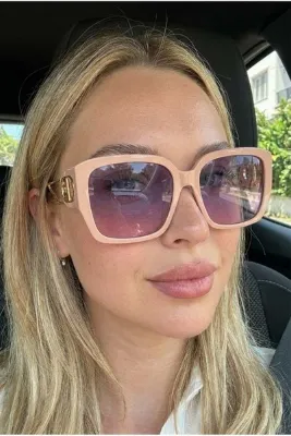 Chunky Frame Levander Mirage Yeni Sezon Popüler Vintage Ultra Hafif Uv400 Filtreli Bej Pudra Kadın Güneş Gözlüğü