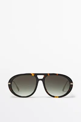 Massimo Dutti Kaplumbağa desenli aviator güneş gözlüğü