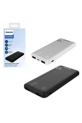 Philips POWERBANK 10000 MAH 2XUSB MICRO TYPE-C GİRİŞLİ SİYAH BEYAZ DLP1810CB/1810CW