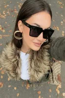 Eyesofia Fiore Siyah Yeni Sezon Vintage Popüler Lüx Kadın Güneş Gözlüğü