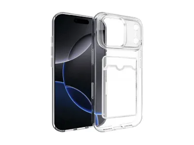 NEWFACE iPhone 17 Pro Uyumlu Kart Şeffaf Silikon Telefon Kılıfı Şeffaf
