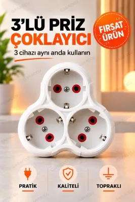 garaccu 3 lü Topraklı Kablosuz Golyat Priz Çoğaltıcı 1 Adet, Golyat Piriz, Üçlü Priz