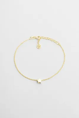 So CHIC... Little Star 18 Ayar Sarı Altın Kaplama 19 Cm Gümüş Minimal Bileklik