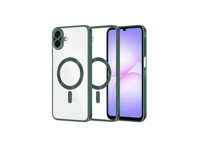 NEWFACE Samsung Galaxy A07 Uyumlu Kross Magneticsafe Kapak Telefon Kılıfı Koyu Yeşil