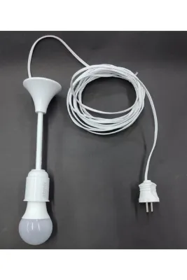 10 Metre 2x0.75 Kablolu Fişli Duylu Ampül Dahil Seyyar Lamba Uzatma Kablolu Tak Çalıştır Tamir Işığı