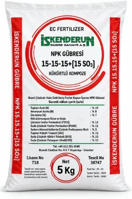 İSKENDERUN GÜBRE 15-15-15+15SO3 gübresi 5 kg