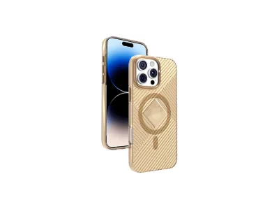 NEWFACE iPhone 16 Pro Max Uyumlu Stella Pc Sert Magsafe Telefon Kılıfı Gold