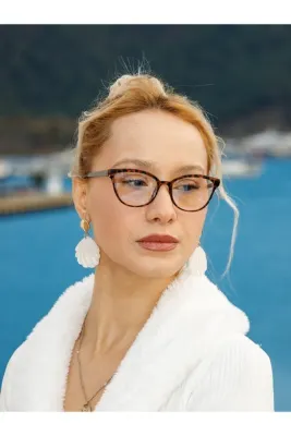 Angel Eyes Cat Eye Leopar Mavi Işık Korumalı Gözlük UV400 Korumalı