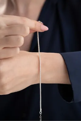 Silvano Jewelry 925 Ayar Gümüş Beyaz Taşlı Su Yolu Bileklik
