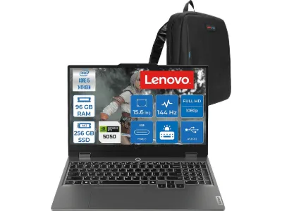 LENOVO LOQ DDR5 8 GB /RTX5050 /100 W 83JE0128TRF31 Intel Core i5 14500HX 96 GB RAM 256 GB SSD 15,6 inç FreeDOS Laptop+Çanta Luna Grey