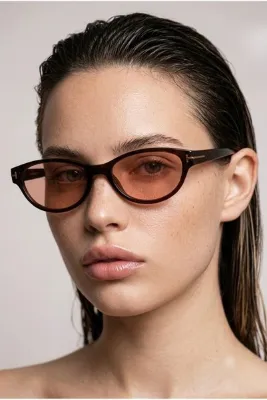 REN EYEWEAR Tessa Kadın Güneş Gözlüğü Oval Kedi Gözü Bordo antirefle cam 50 Ekartman Gold Detaylı YENİ Sezon