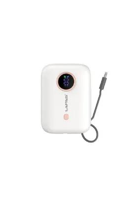 Lapas Taşınabilir Powerbank 10.000mAh Lapas LP-PW001 Dijital LED Göstergeli Type-C Kablolu Beyaz