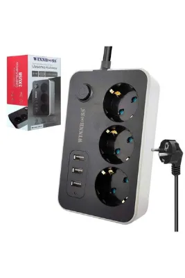 AKIM KORUMALI PRİZ ÜÇLÜ ANAHTARLI 2MT 3XUSB 10A 2500W WINNBOSS WN-3414