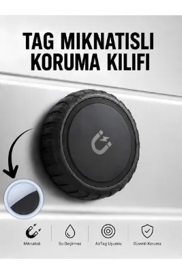 Gözcü Mobil Airtag Manyetik Koruma Kılıfı Su Geçirmez Mıknatıslı Darbeye Dayanıklı Airtag Takip Cihazı Kılıfı Uyumlu Motosiklet Araç Eşya Yapıştırılabilir Tutucu Aksesuar