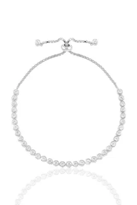 Söğütlü Silver Gümüş Rodyumlu Zirkon Taşlı Asansörlü Su Yolu Bileklik Sgtl10682rodaj