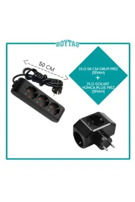 VİKO 50 CM / 3'LÜ SİYAH GRUP PRİZ + SİYAH YONCA PLUS GOLYAT PAKET /ÖZNUR KABLO KULLANILIR/SİZİN İÇİN ÖZEL