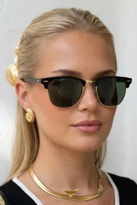 Chunky Frame Clupmaster Unisex Kare Siyah Lüx Güneş Gözlüğü