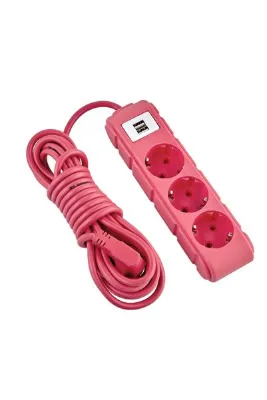 UFO Akım Korumalı Grup Priz 1.5 Mt Fuşya 3’lü Ve 2’li Usb Şarj Aleti 2500 Watt