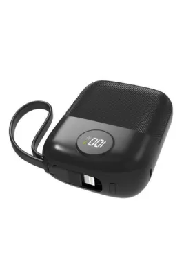 S-LINK Mp110 10000Mah Pd22.5W Type-C+Lightning Kablolu Siyah Pil Şarj Cihazı Powerbank