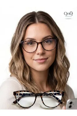 QnQ CAT EYE LEOPAR MAVİ IŞIK KORUMALI GÖZLÜK GÜNEŞ GÖZLÜĞÜ ŞEFFAF