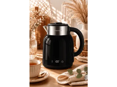 PREMIER PRK 2516E Paslanmaz Çelik Hazneli Dijital Göstergeli Su Isıtıcısı Cool Touch 1.5 l Kettle Siyah