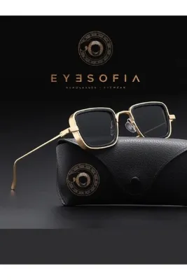 Eyesofia Leon Unisex Metal Kare Gold Siyah Güneş Gözlüğü