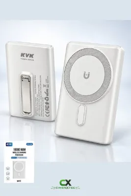 Kablosuz Şarj Destekli Powerbank Beyaz - 10.000 mAh 22,5W