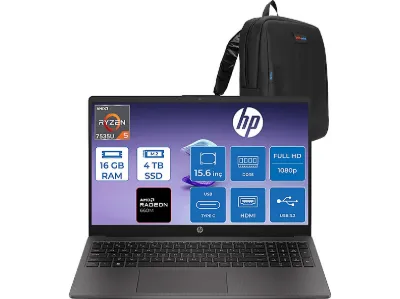 HP 255 G10 AMD Radeon 660M FHD 250NITS D30M3ETF04 AMD Ryzen 5 7535U 16 GB RAM 4 TB SSD 15,6 inç FreeDOS Laptop+Çanta Gri