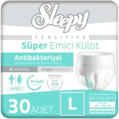 Sleepy Sensitive Antibakteriyel Emici Külot Large 30 Adet