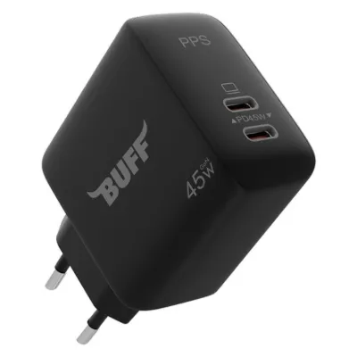 Buff 45W Hızlı Şarj Cihazı Dual PD Type-C - Siyah