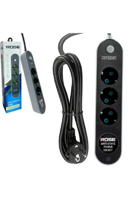 Rose Üçlü Akım Korumalı Grup Priz Anti Static 3X1.5 5mt GR-3005M
