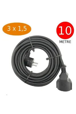 Tek-İş 10 Metre Uzatma Kablosu 3 X 1,5 Mm Ttr Bakır Kablo Erkek Fiş Dişi Fiş Baskılı Seyyar Ara Kablo