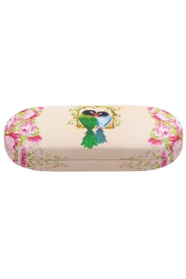 Olivewing Pembe Kuş Desenli Sert Gözlük Kabı