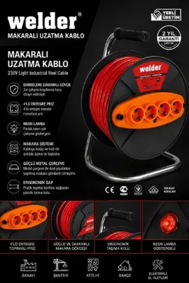 Welder Makaralı Uzatma Kablosu 3x1.5 20 Metre