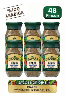 Jacobs Origin Brazil Granül Kahve Cam Kavanoz 95 gr X 6 Adet