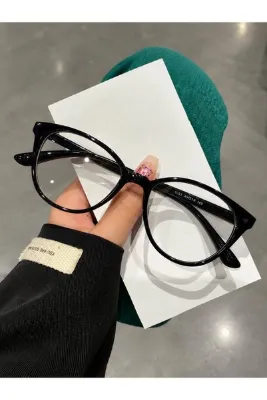 LOOKUP NEW Jesse 50 Ekartman Kemik Siyah Cat Eye Unisex Kadın Erkek Şeffaf Cam Değişimi Optik Çerçeve Gözlük