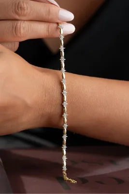 Silvano Jewelry 925 Ayar Gümüş Çiçekli Model Bileklik