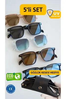 WATCHOFROYAL 5'Lİ SET TRANSPARAN KAHVE-GRİ -TURUNCU -SİYAH-ROSE GÜNEŞ GÖZLÜĞÜ LORRAİNE