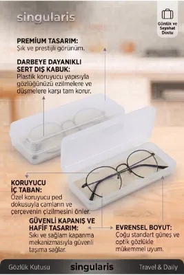 Singularis Şeffaf Evalı Gözlük Kutusu - Koruyucu Sert Gözlük Kılıfı