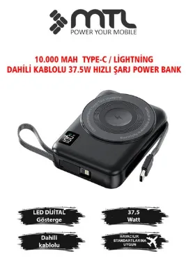 MTL Magsafe Uyumlu 3in1 37,5 Watt Hızlı Şarj Powerbank Watch ve airpods şarj Destekli MT4580